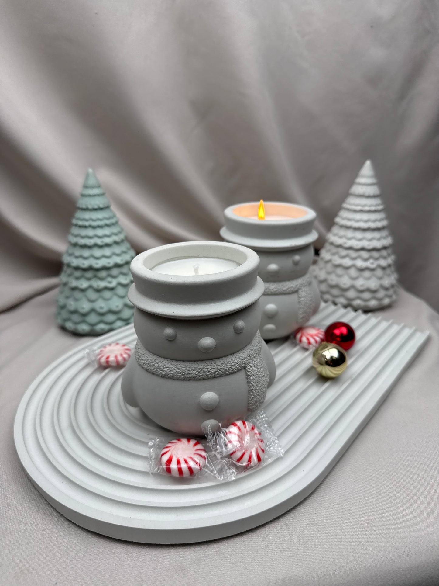 Limited Edition Cement Snowman Candle