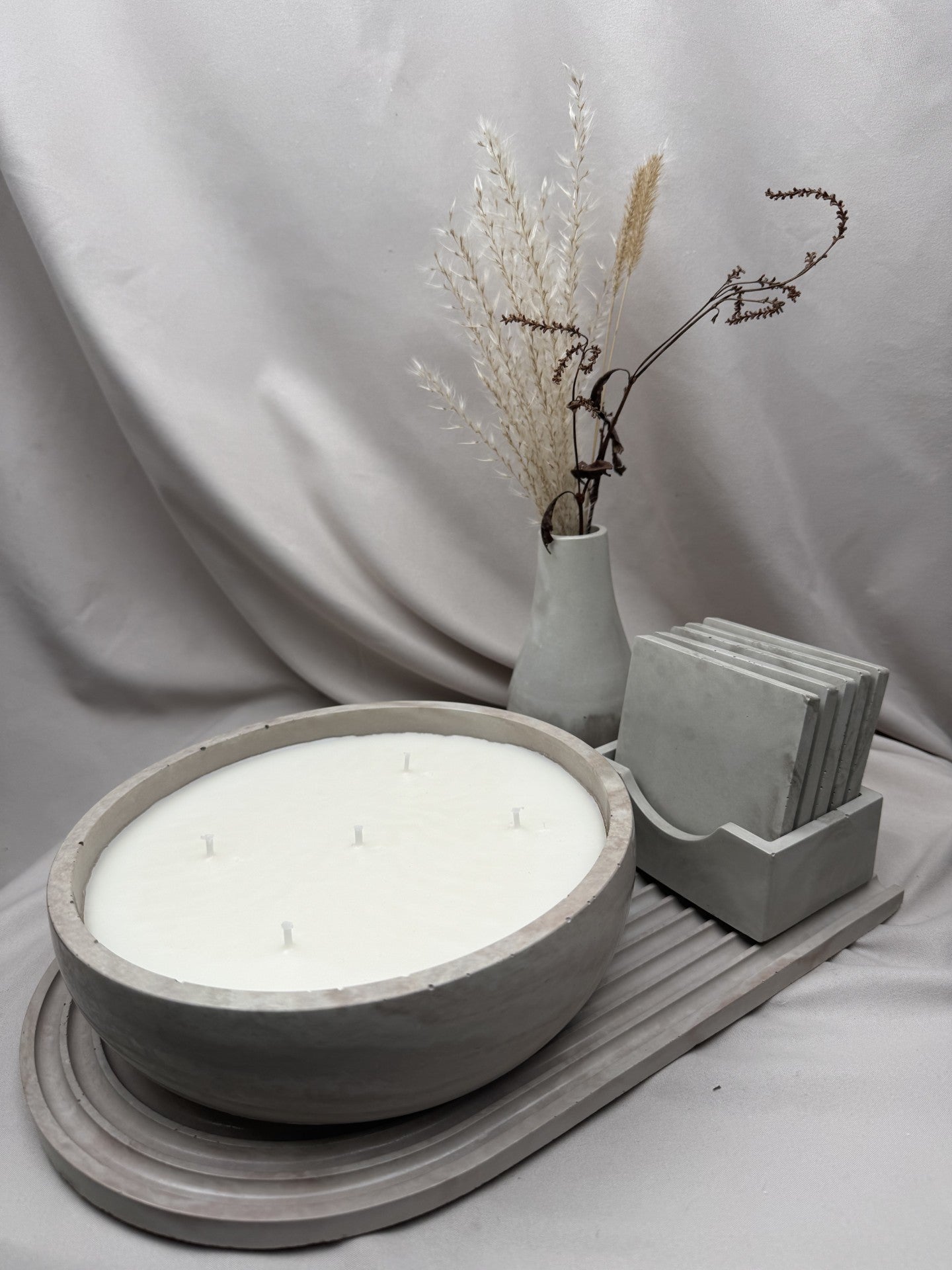 5 Wick Cement Candle Living Room Bundle