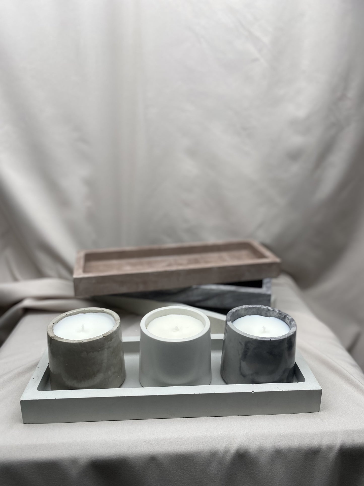 Small Cement Round Candle