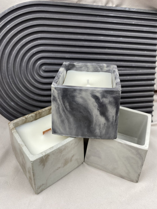 Small Square Cement Tapered Candle