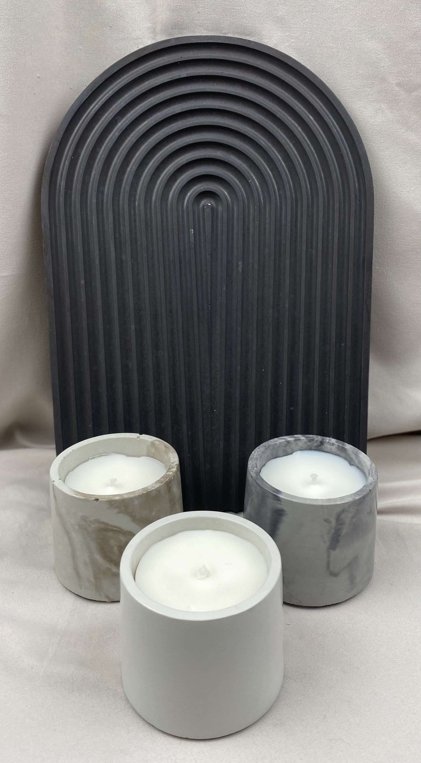 3 Small Cement Round Tapered Candles for the Price of 2